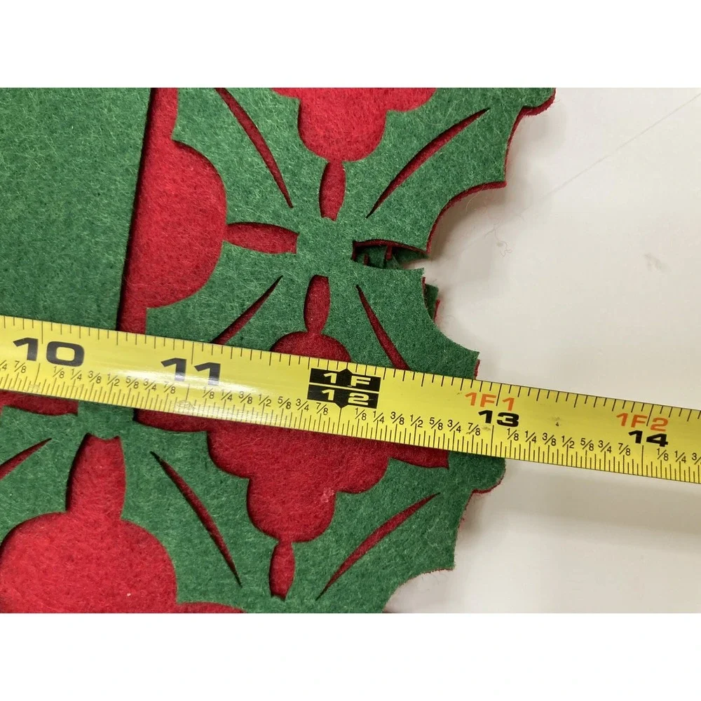 Six Vtg Laser Cut Pier One Felt Placemats‎ Red & White 13 X 18 